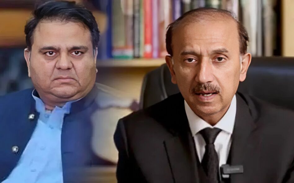 فواد چوہدری اور بیرسٹر شعیب شاہین میں جھگڑا،زور دار تھپڑ لگنے سے شعیب زمین پر گر پڑے