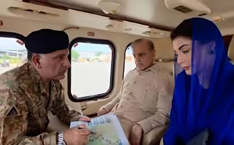 وزیراعظم اور وزیراعلیٰ پنجاب کا سیلاب سے متاثرہ علاقوں کا فضائی جائزہ (1)