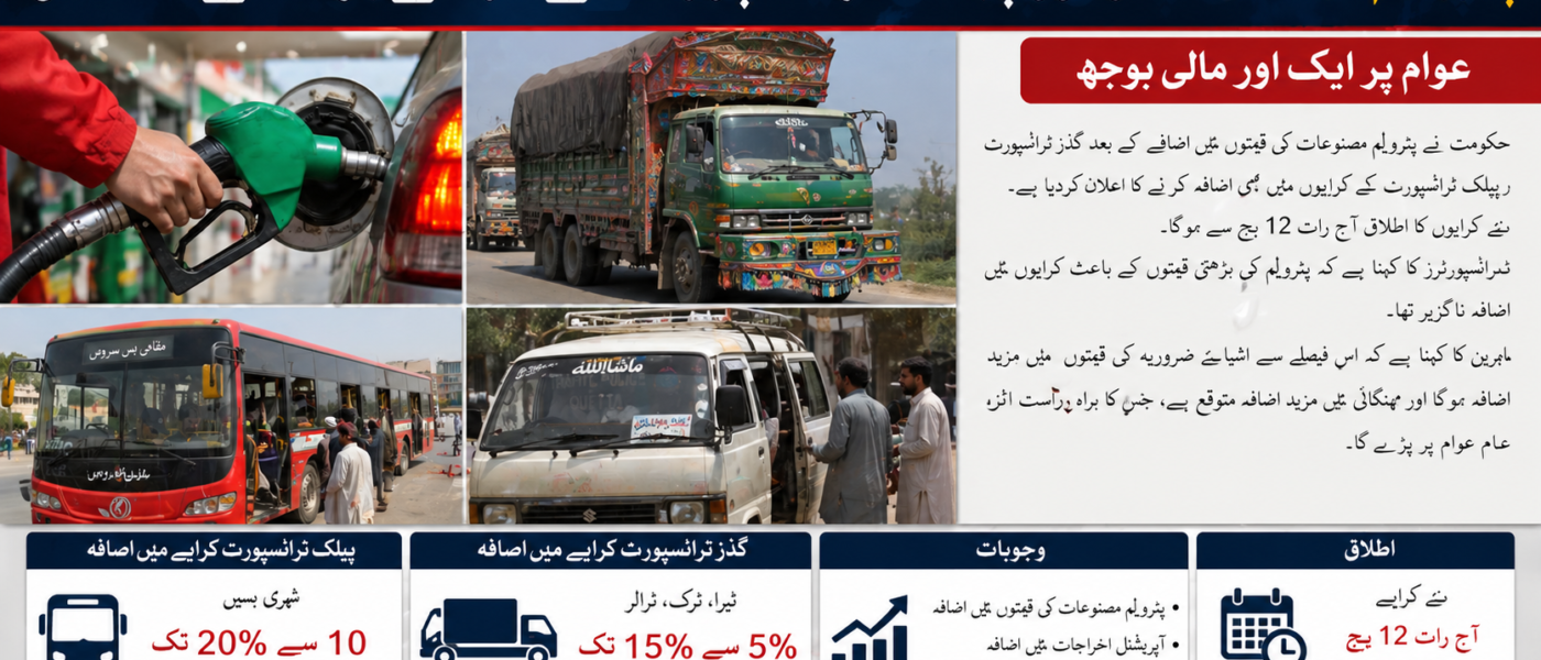 پٹرولیم مہنگائی، گڈز اور پبلک ٹرانسپورٹ کے کرائے بڑھانے کا اعلان