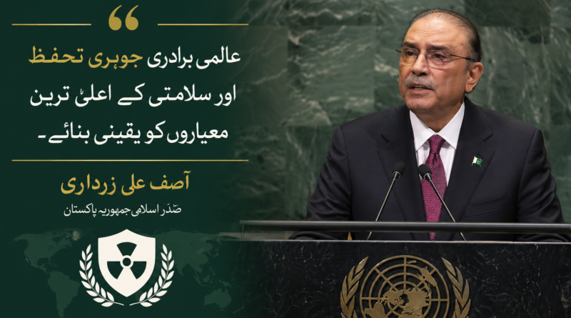 عالمی برادری جوہری تحفظ اور سلامتی کے اعلیٰ ترین معیارات کو یقینی بنائے، آصف علی زرداری
