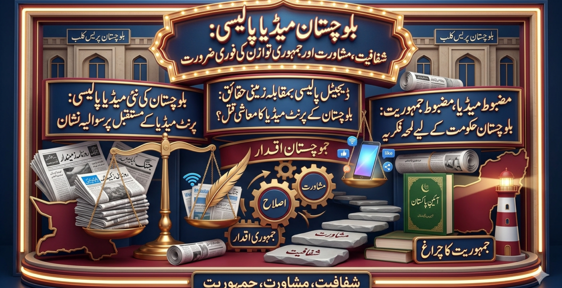 بلوچستان میڈیا پالیسی: شفافیت، مشاورت اور جمہوری توازن کی فوری ضرورت