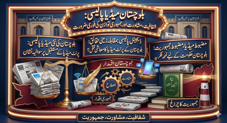 بلوچستان میڈیا پالیسی: شفافیت، مشاورت اور جمہوری توازن کی فوری ضرورت