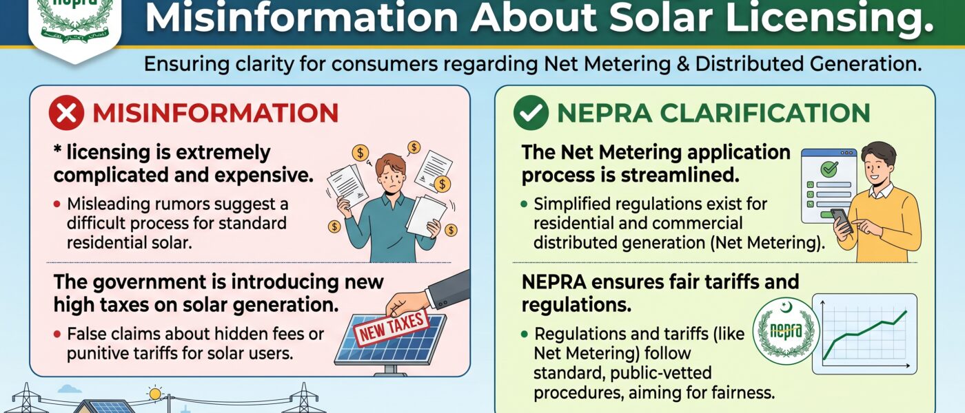 سولر لائسنسنگ بارے غلط معلومات پھیلائی گئی ہیں،نیپرا کی وضاحت