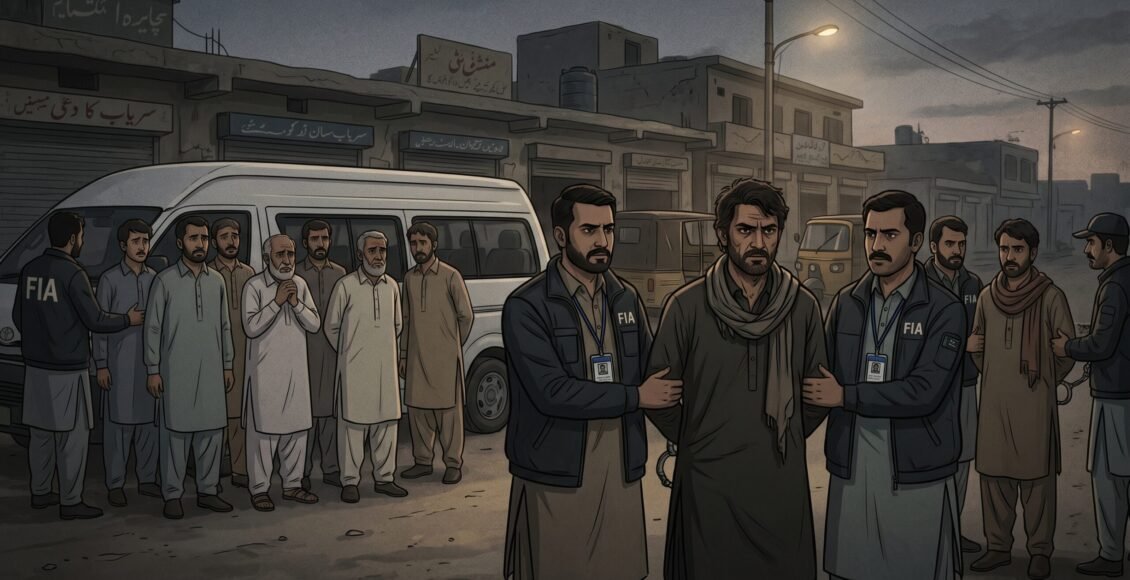 کوئٹہ، ایف آئی اے کی سریاب روڈ پر کارروائی، بین الاقوامی انسانی اسمگلنگ نیٹ ورک کا اہم کارندہ گرفتار