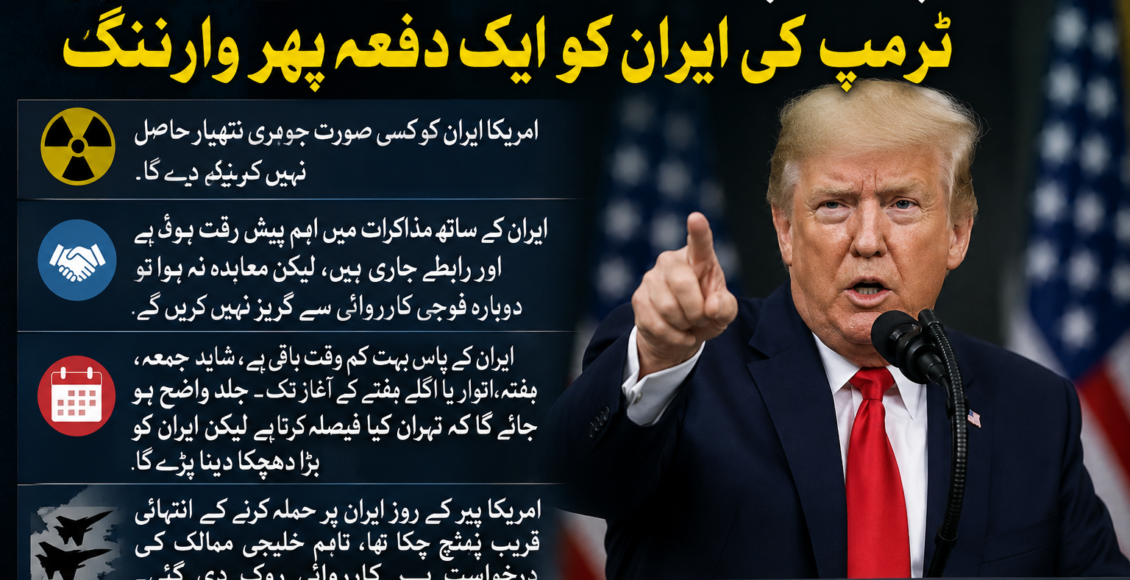 معاہدہ نہ ہوا تو دوبارہ حملے کیلئے تیار ہیں، ٹرمپ کی ایران کو ایک دفعہ پھر وارننگ