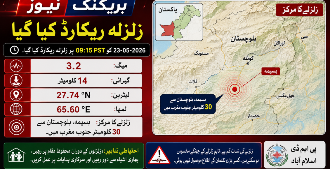 بسیمہ، بلوچستان میں 3.2 شدت کا زلزلہ، کوئی جانی نقصان نہیں