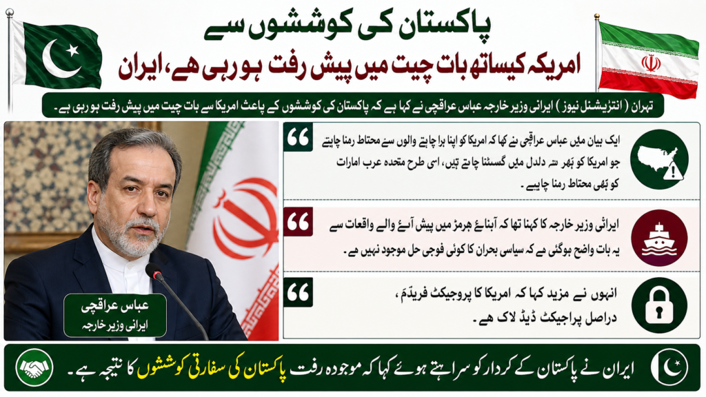 پاکستان کی کوششوں سے امریکہ کیساتھ بات چیت میں پیش رفت ہو رہی ہے،ایران