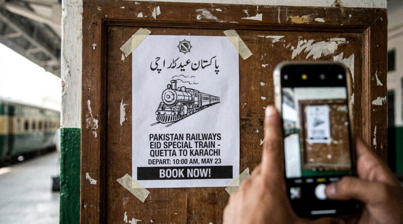 محکمہ ریلویز نے عیدالاضحٰی پر کوئٹہ سے کراچی کے لئے اسپیشل ٹرین چلانے کااعلان کردیا ،کوئٹہ سے کراچی کے لئے عید اسپیشل 23 مئی کو صبح 10 بجے روانہ ہوگی