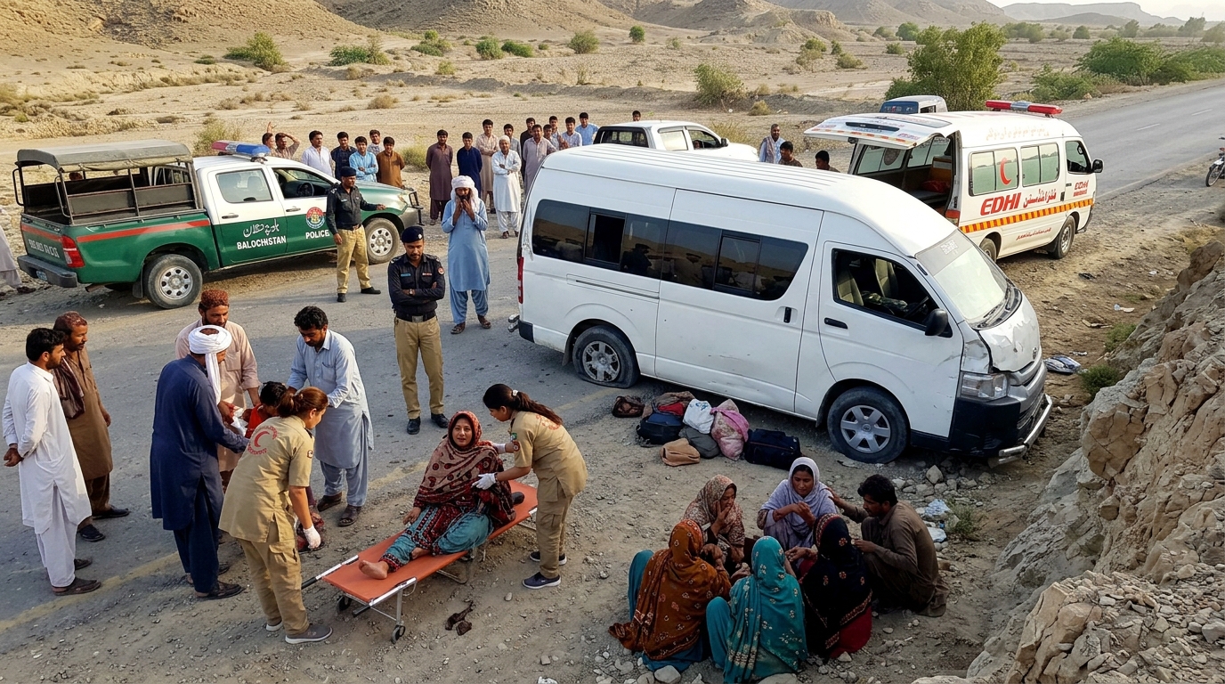 تربت: افغانستان کے باشندے تربت میں ٹریفک حادثے کا شکار، 5 خواتین سمیت 9 افراد زخمی،