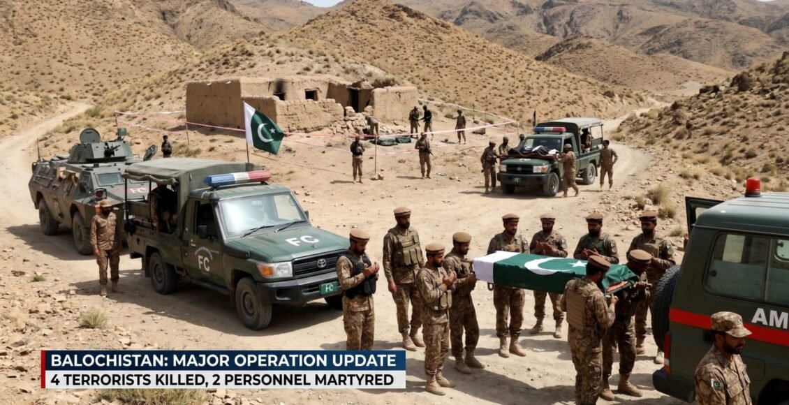 بلوچستان میں بڑا آپریشن، فورسز کی کارروائی میں 4 دہشتگرد مارے گئے، 2 اہلکار شہید