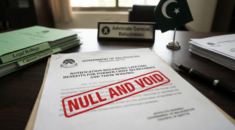 بلوچستان کے سابق چیف سیکریٹریز اور ان کی بیواؤں کی تاحیات مراعات کا نوٹیفکیشن کالعدم قرار