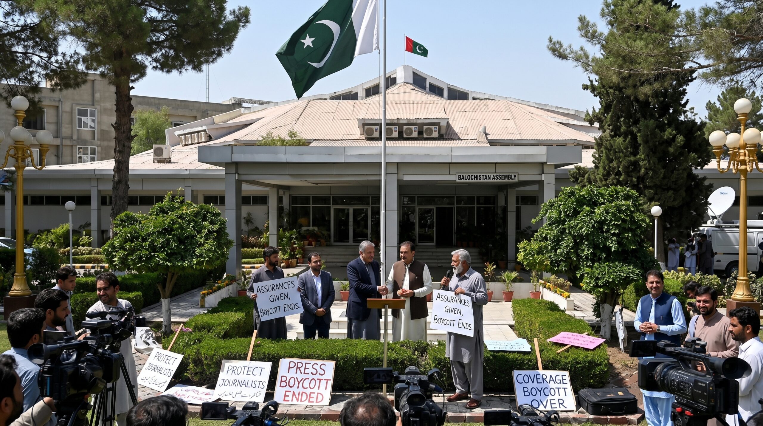 صحافیوں کا بلوچستان اسمبلی کے سامنے احتجاج اور کوریج کا بائیکاٹ، وزرا کی یقین دہانی پر ختم