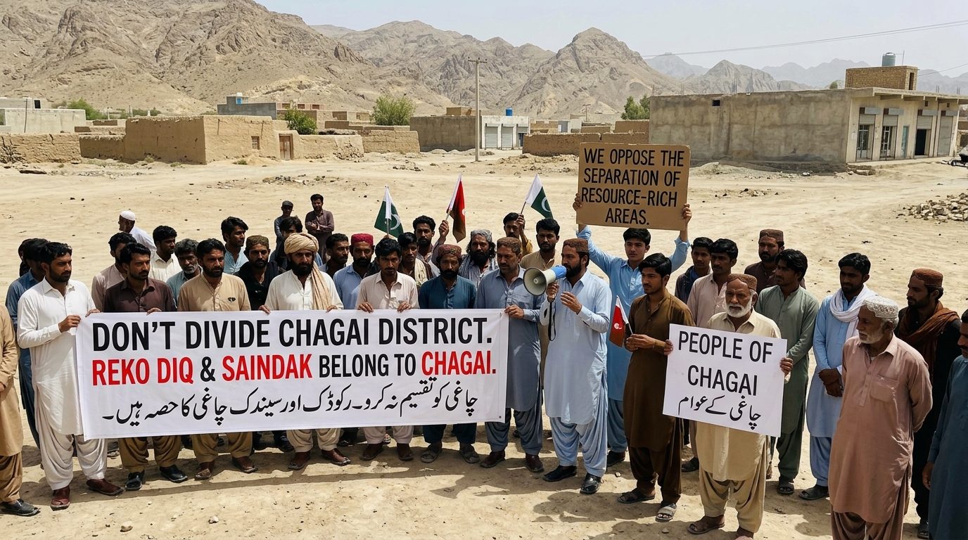 ریکوڈک اور سیندک کو ضلع چاغی سے الگ کرنا عوامی حق پر ضرب ہے، چاغی کو تقسیم کرنے کے بجائے دو حلقوں میں تقسیم کیا جائے: اہلیانِ چاغی