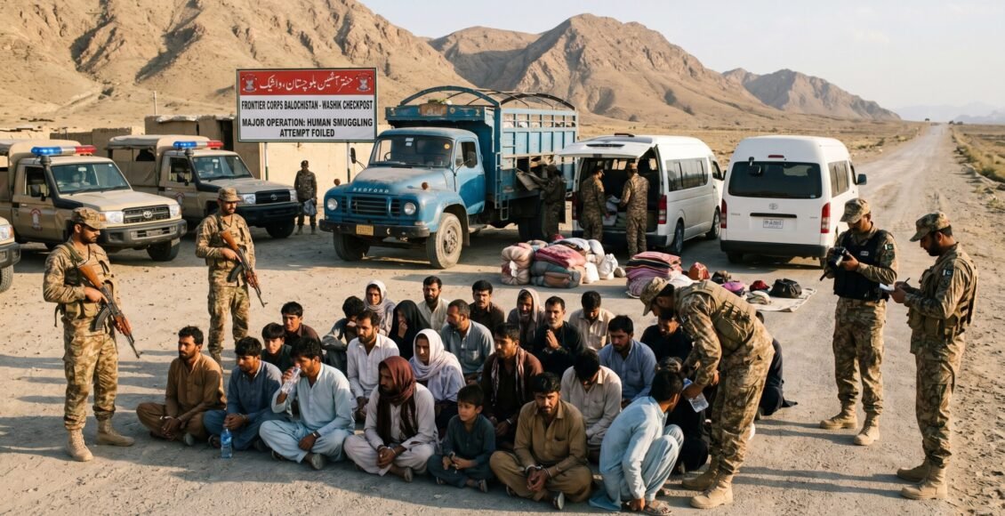 واشک،سیکیورٹی فورسز کی بڑی کارروائی، انسانی اسمگلنگ کی کوشش ناکام، 26 افغان شہری گرفتار