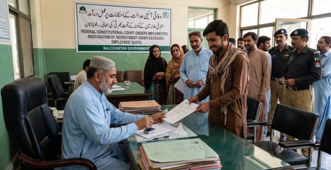 وفاقی آئینی عدالت کے حکم پر بلوچستان حکومت نے ملازمت کے دوران وفات پانے والے ملازمین' کے کوٹے پر بھرتیاں بحال کردیا 1