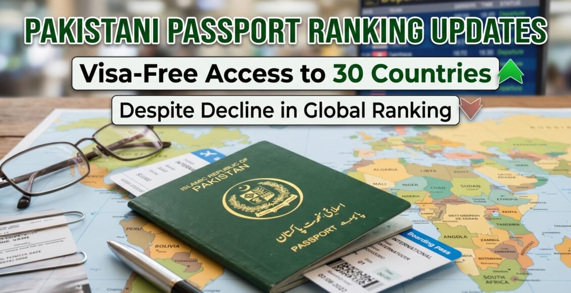 پاسپورٹ رینکنگ جاری، پاکستانی پاسپورٹ تنزلی کے باوجود 30ممالک میں ویزا فری سہولت کا حامل