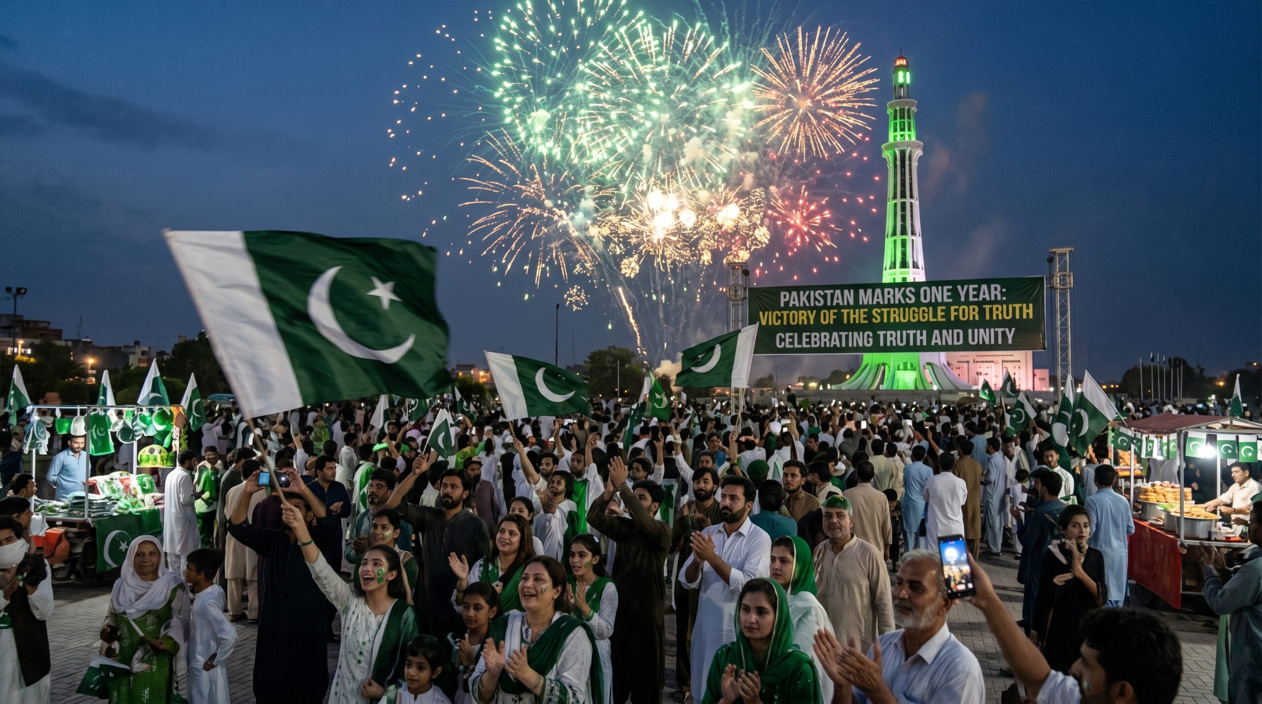 معرکہ حق کی کامیابی کو ایک سال مکمل، ملک بھر میں جشن کا سماں، شاندار آتش بازی