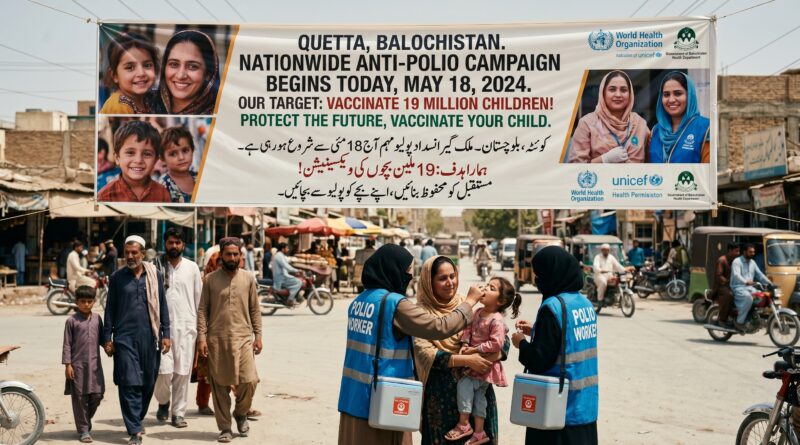 کوئٹہ، 18 مئی سے ملک گیر انسدادِ پولیو مہم کا آغاز، 1 کروڑ 90 لاکھ بچوں کو قطرے پلانے کا ہدف