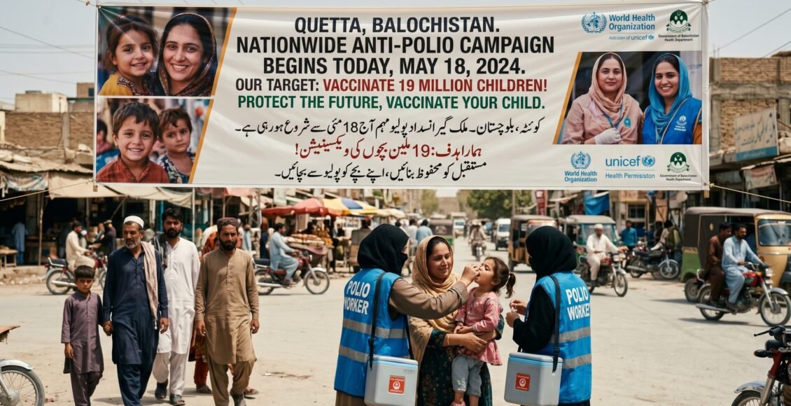 کوئٹہ، 18 مئی سے ملک گیر انسدادِ پولیو مہم کا آغاز، 1 کروڑ 90 لاکھ بچوں کو قطرے پلانے کا ہدف