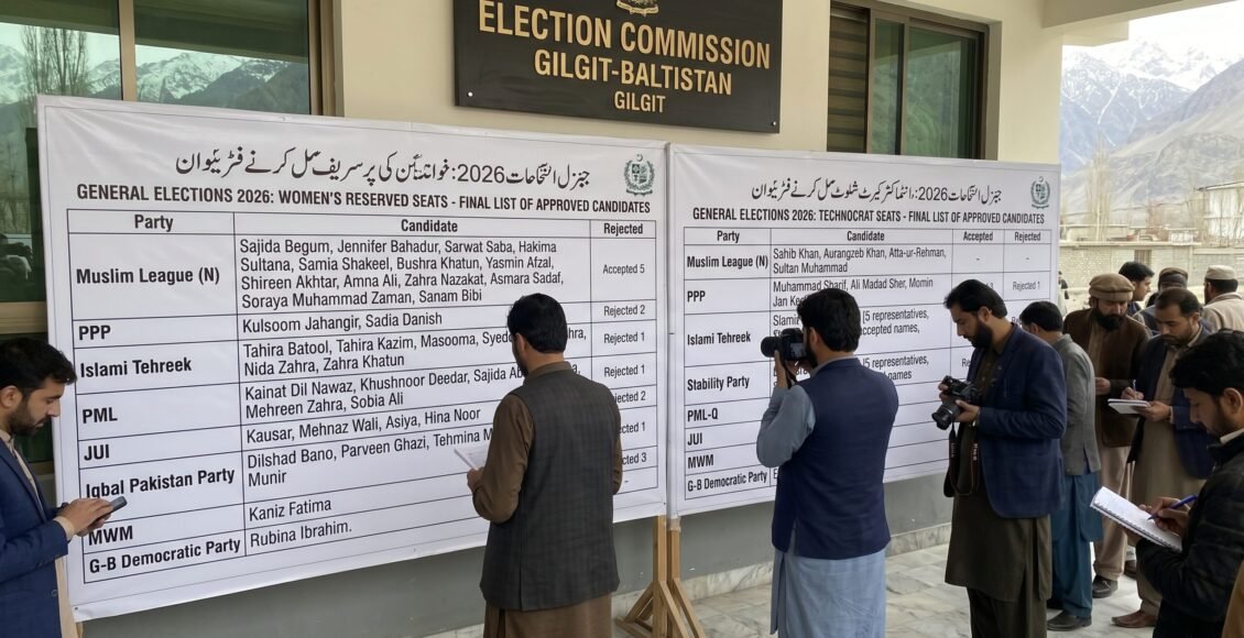 گلگت بلتستان انتخابات،خواتین کی مخصوص اور ٹیکنوکریٹس کی نشستوں پر امیدواروں کی حتمی فہرستیں جاری