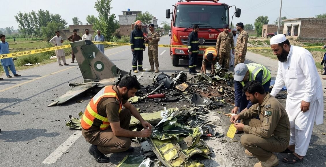 مردان میں پاک فضائیہ کا تربیتی طیارہ گر کر تباہ، 2 پائلٹس شہید