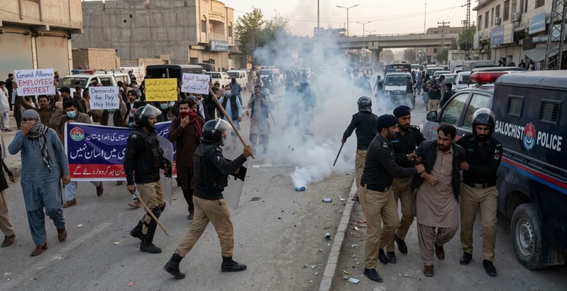 بجٹ اجلاس پر صوبائی اسمبلی کے گھیرا کی کوشش، پولیس کی گرینڈ الائنس کے ملازمین پر شدید شیلنگ اور لاٹھی چارج