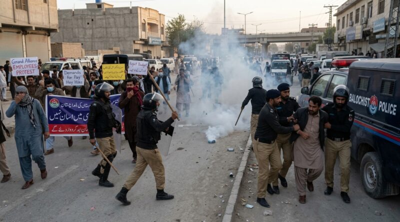 بجٹ اجلاس پر صوبائی اسمبلی کے گھیرا کی کوشش، پولیس کی گرینڈ الائنس کے ملازمین پر شدید شیلنگ اور لاٹھی چارج