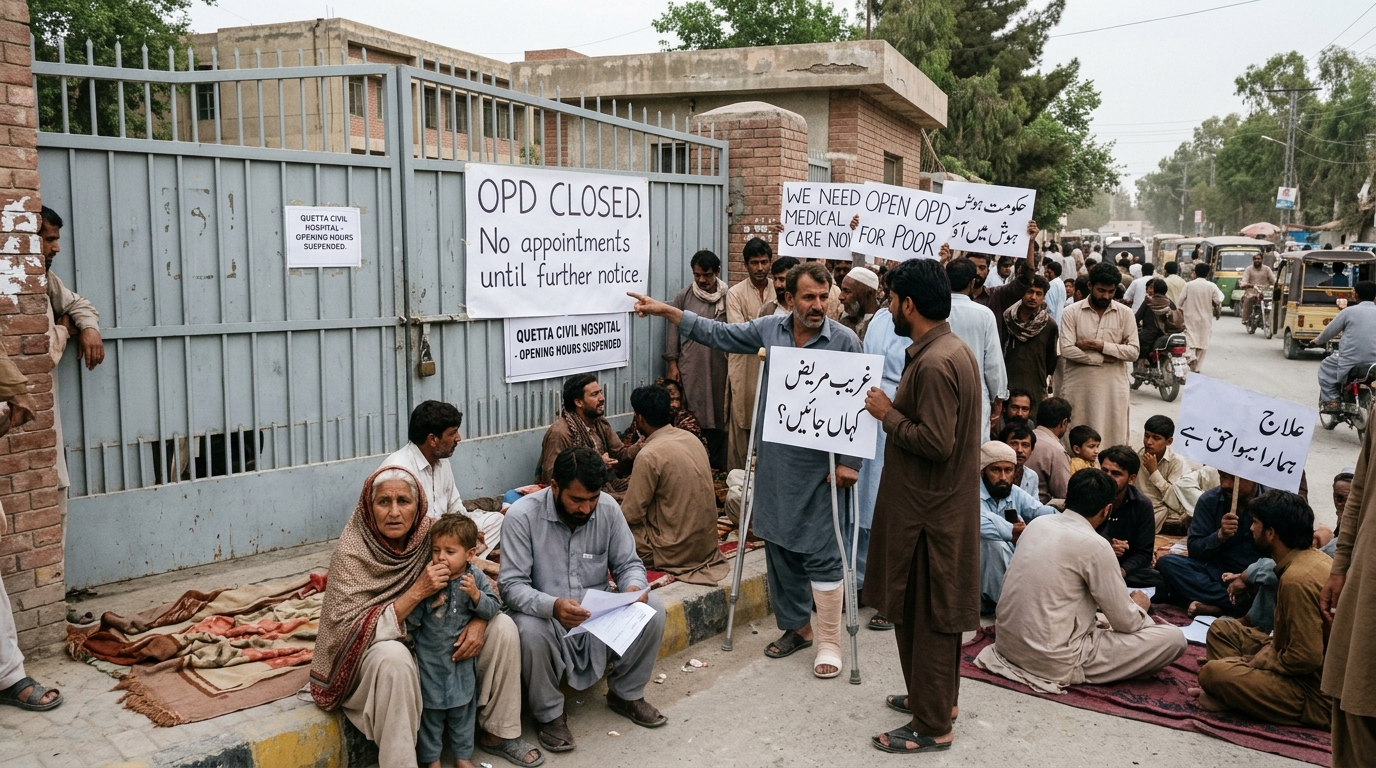 کوئٹہ کے سول ہسپتال میں او پی ڈی کی بندش سے غریب مریض شدید مشکلات سے دوچار، عوامی حلقوں کی تشویش