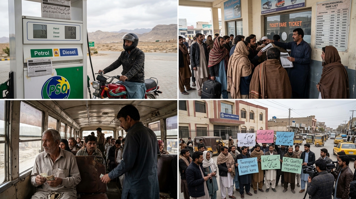 پیٹرولیم مصنوعات سستی، مگر کوئٹہ میں ٹرانسپورٹ کرایے جوں کے توں برقرار
