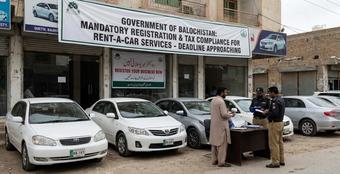 بلوچستان میں رینٹ اے کار اور آٹوموبائل رینٹل سروسز کیلئے رجسٹریشن اور ٹیکس تعمیل لازمی قرار