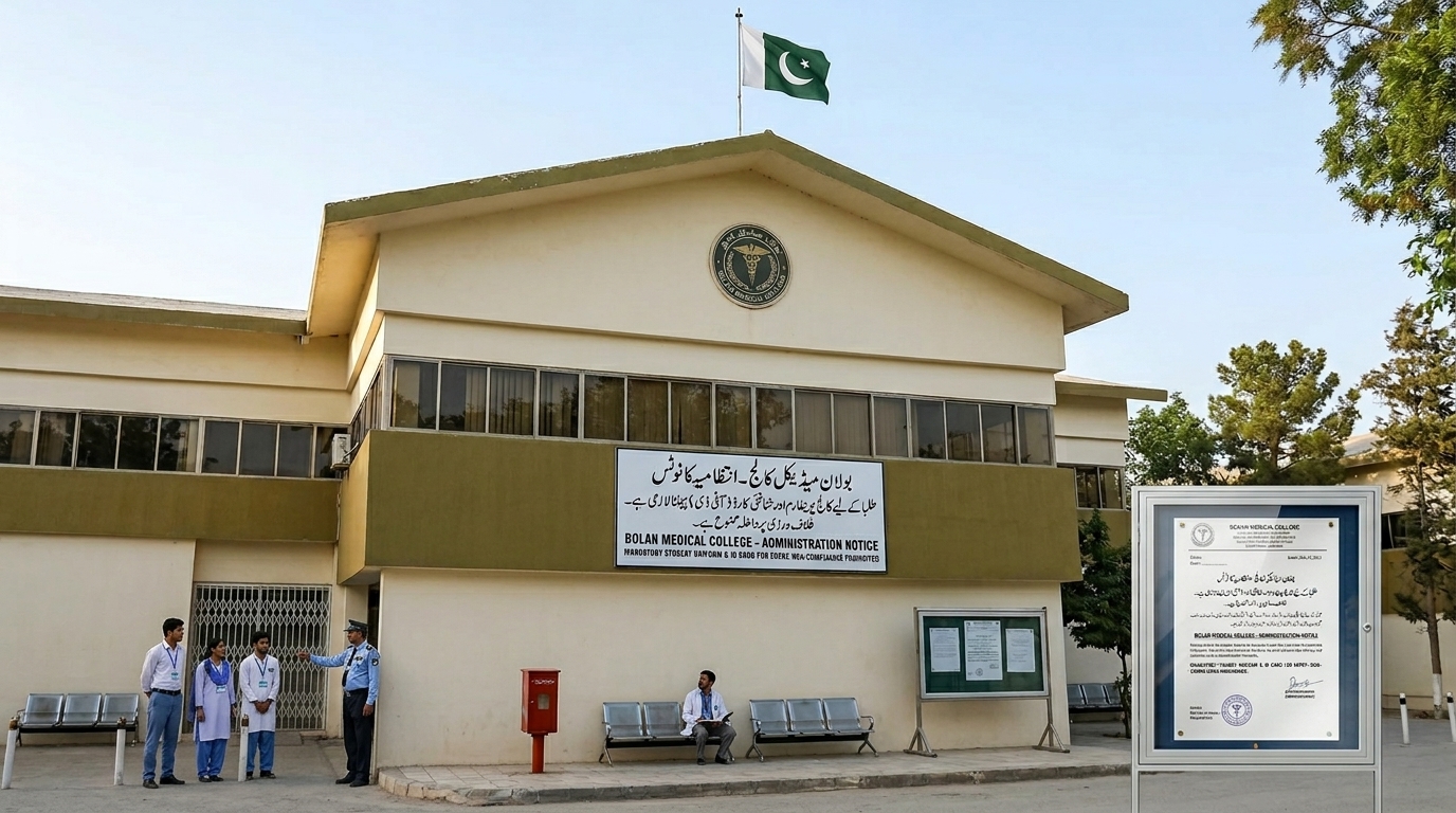 بولان میڈیکل کالج میں طلبہ کے لیے یونیفارم اور شناختی کارڈ پہننا لازمی قرار، انتظامیہ کا سرکلر جاری