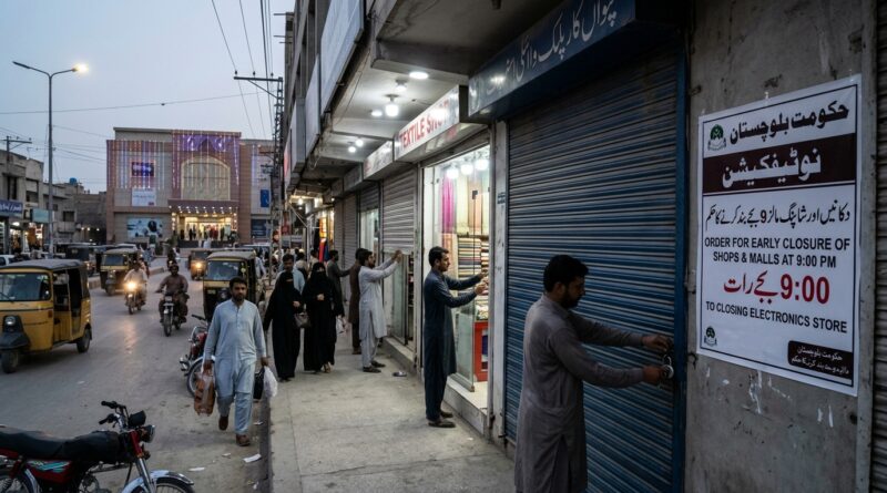 بلوچستان میں دکانیں اور شاپنگ مالز رات 9 بجے بند کرنے کا حکم، نوٹیفکیشن جاری