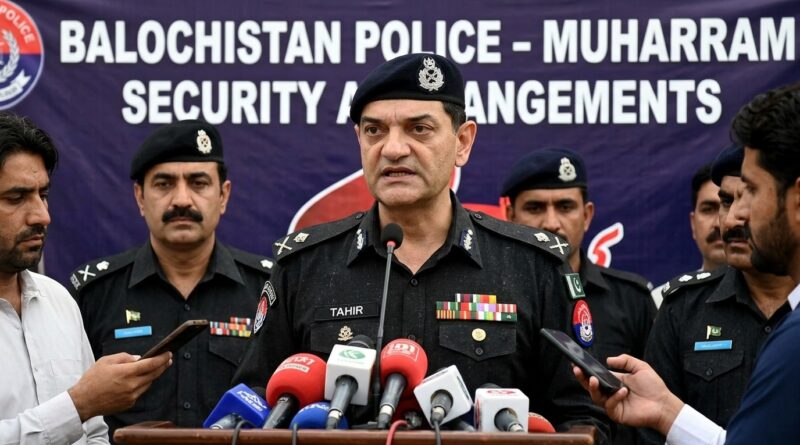 محرم الحرام کے دوران امن و امان کے لیے تمام وسائل بروئے کار لائے جائیں گے، آئی جی پولیس بلوچستان