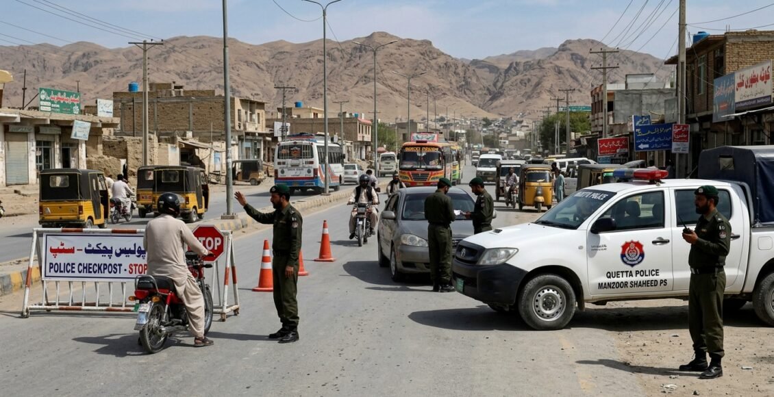 کوئٹہ کے تھانہ منظور شہید پولیس کی مختلف علاقوں میں سنیپ چیکنگ جاری