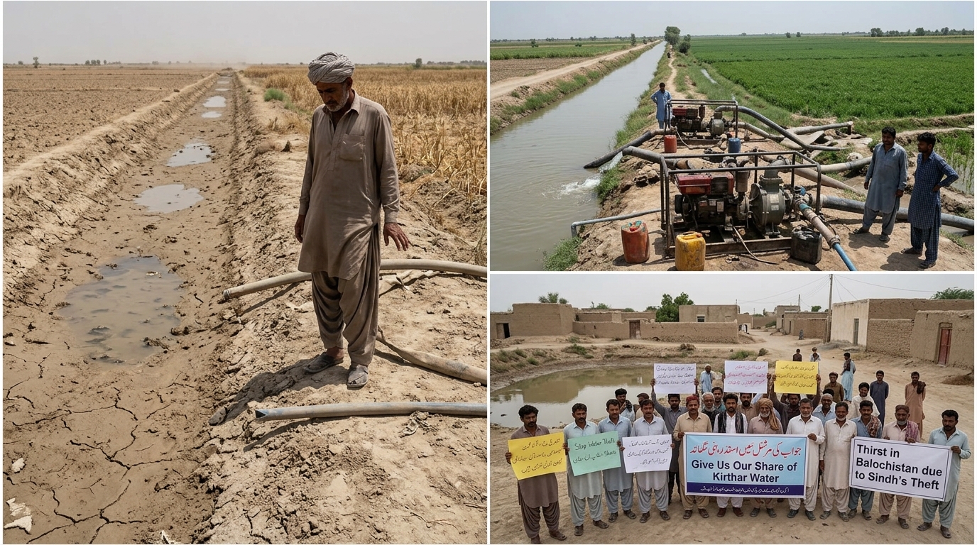 کیرتھر کینال میں زرعی پانی کا شدید شارٹ فال، سندھ کی جانب سے بلوچستان کے حصے کا پانی چوری کیے جانے کا انکشاف
