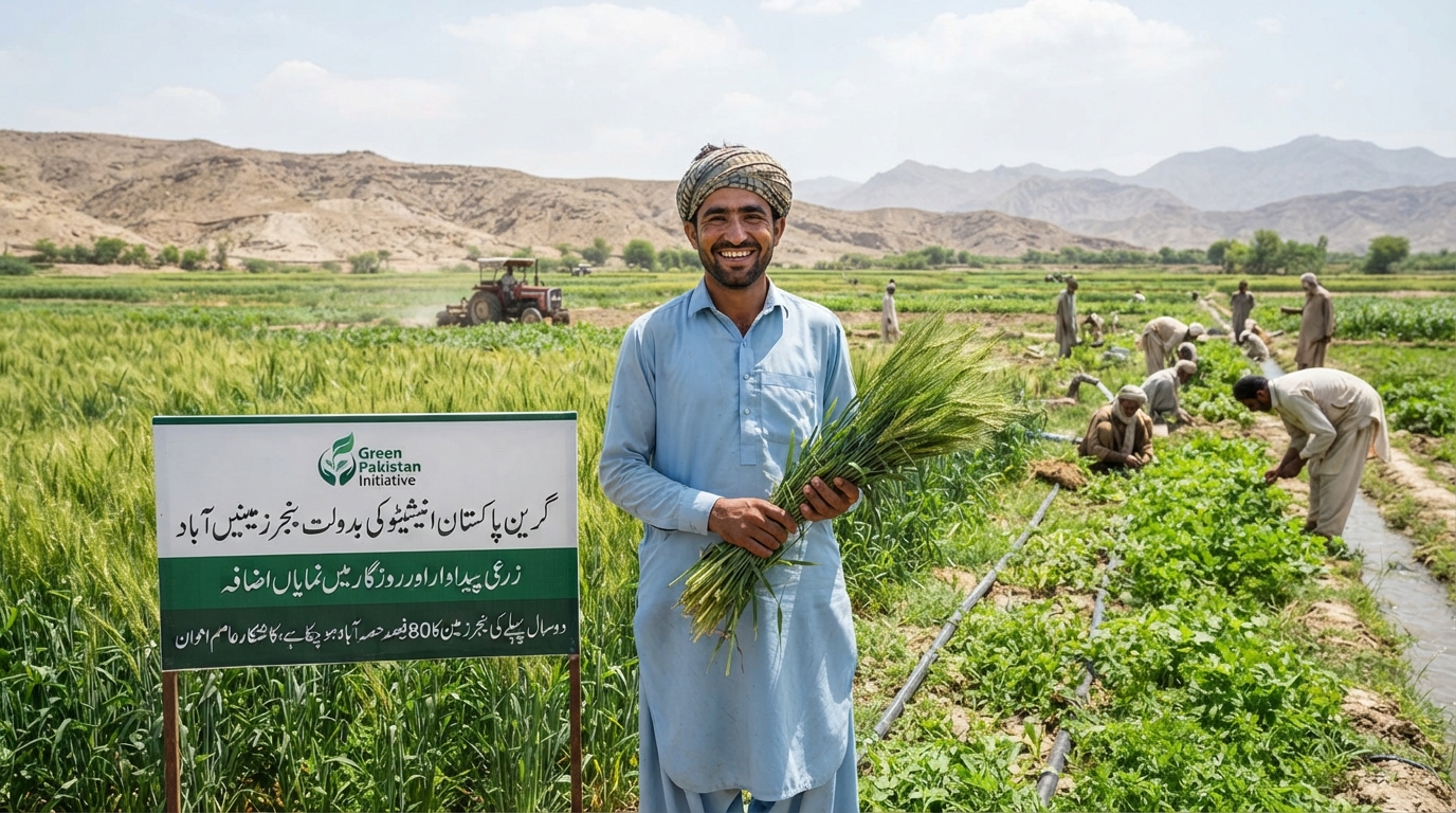 گرین پاکستان انیشیٹو کی معاونت سے بنجر زمینیں آباد، زرعی پیداوار اور روزگار میں نمایاں اضافہ
