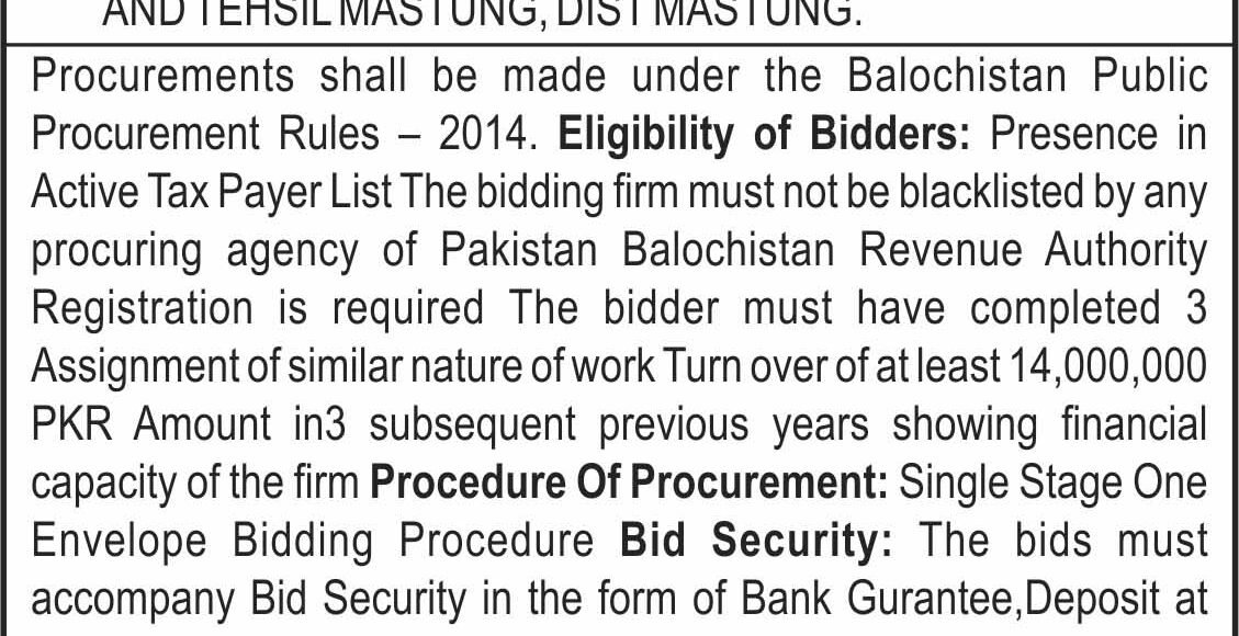 Senior Assistant Director Local Govt, Mastung