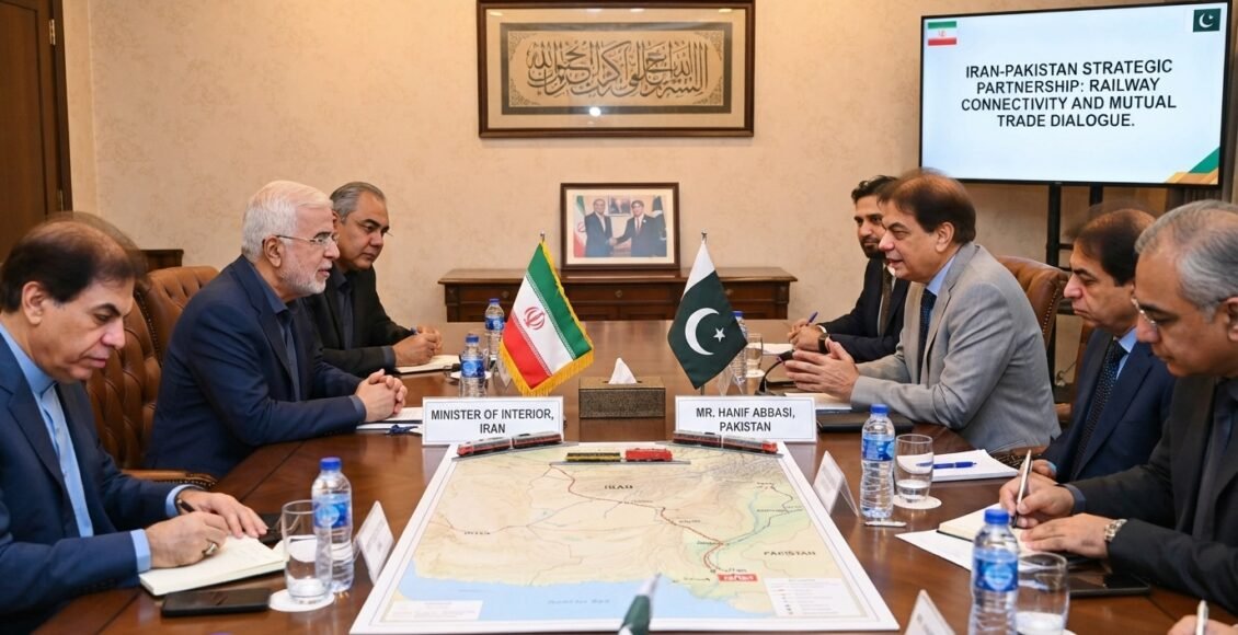 ایرانی وزیر داخلہ کی حنیف عباسی سے ملاقات ، ریلوے تعاون، سرحد پار رابطوں اور باہمی تجارت کے فروغ پر تفصیلی تبادلہ خیال