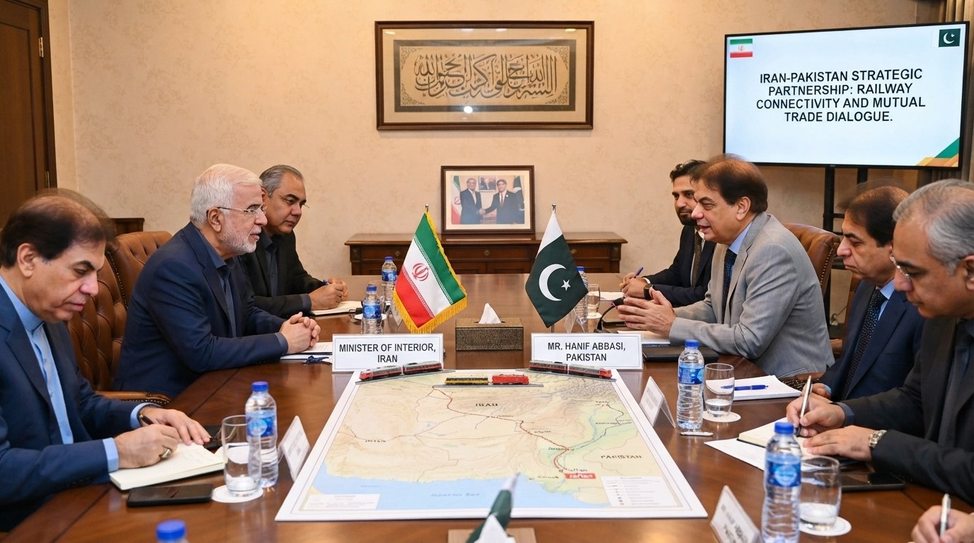 ایرانی وزیر داخلہ کی حنیف عباسی سے ملاقات ، ریلوے تعاون، سرحد پار رابطوں اور باہمی تجارت کے فروغ پر تفصیلی تبادلہ خیال