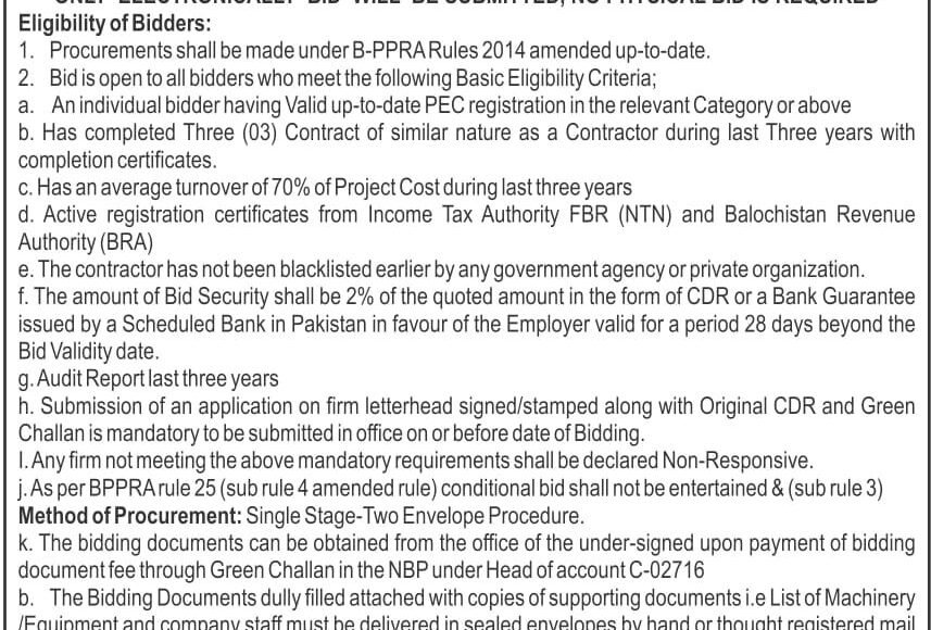 Executive Engineer CW, PP&H Road Department Jhal Magsi