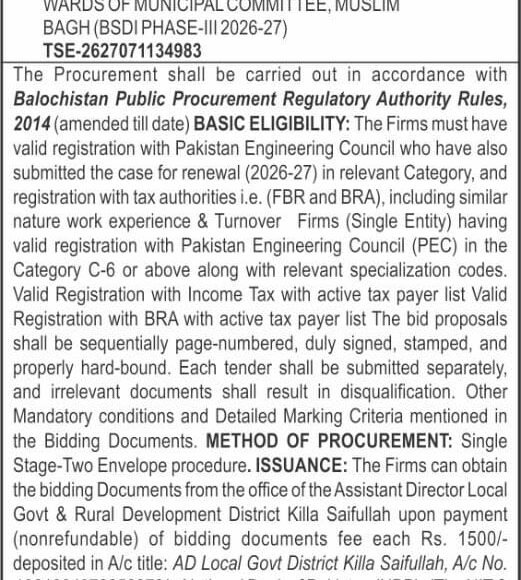ASSISTANT DIRECTOR Local Govt & Rural Development Killa Saifullah