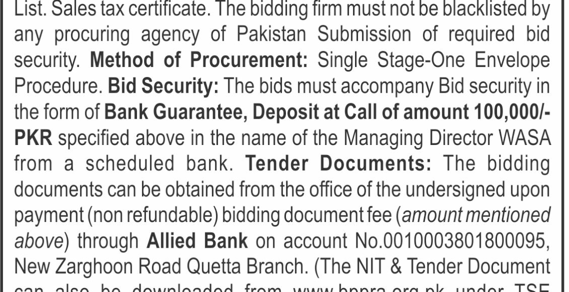 Charman Procurement Committee WASA, Quetta
