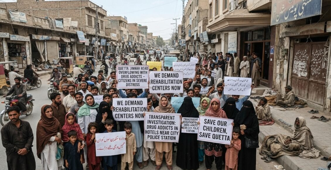 کوئٹہ، جناح روڈ پر منشیات کے عادی افراد کی بھر مار، خواتین اور بچوں سمیت شہری و تاجر شدید تشویش میں مبتلا