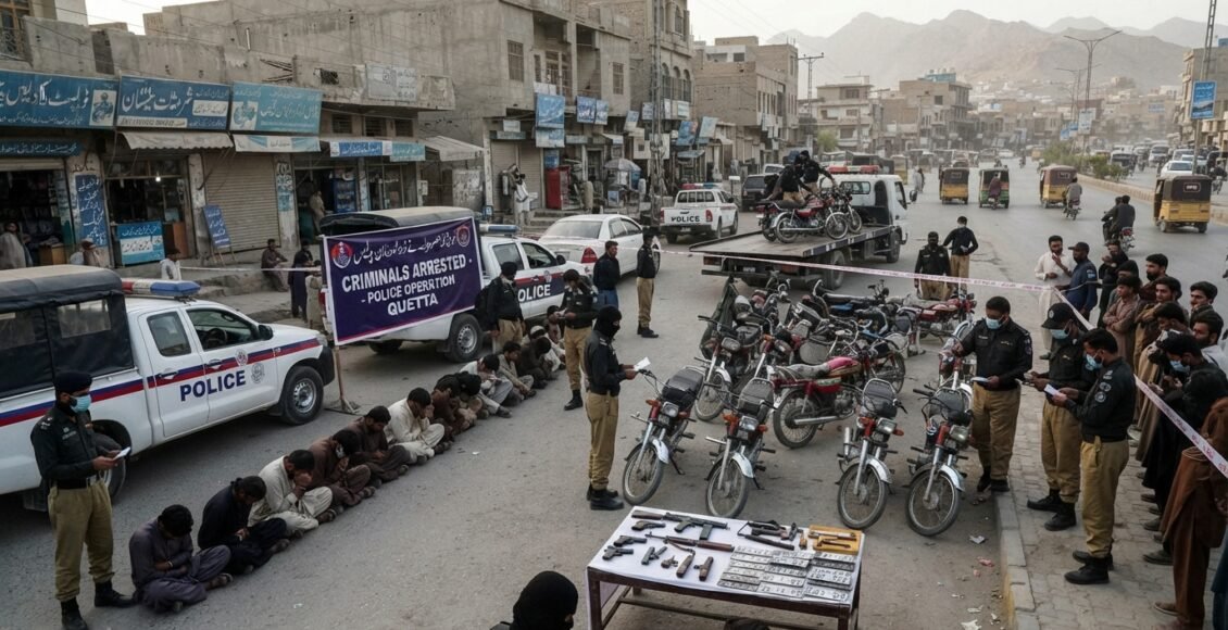 کوئٹہ، پولیس کی مختلف کارروائیاں، چوروں اور غیر قانونی مقیم افغان باشندوں سمیت متعدد ملزمان گرفتار