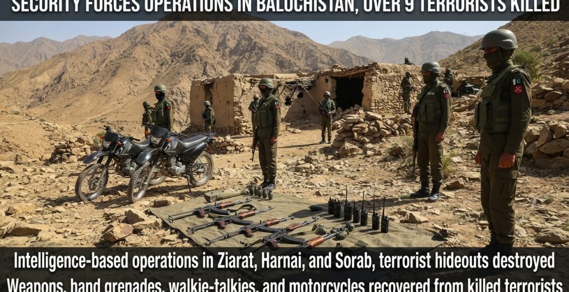 بلوچستان میں سکیورٹی فورسز کی کارروائیاں، 9 سے زائد دہشتگرد ہلاک