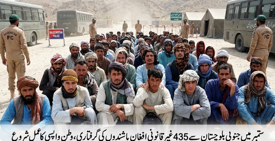 ماہ ستمبر میں جنوبی بلوچستان سے 435 غیر قانونی افغان باشندے گرفتار،وطن واپس بھیج دیا گیا