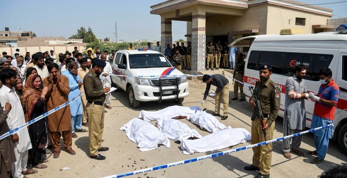 لاڑکانہ، فائرنگ سے باپ اور 3 بیٹوں سمیت 5 افراد جاں بحق،راہگیر زخمی،ملزمان فرار