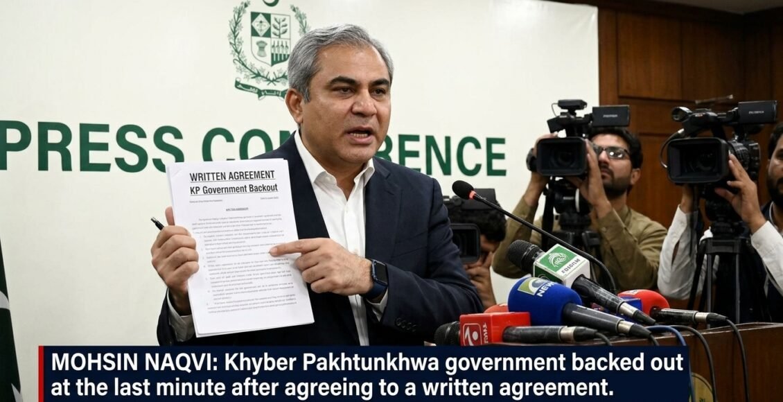 خیبرپختونخوا حکومت تحریری معاہدے پر اتفاق کرکے آخری وقت میں پیچھے ہٹ گئی: محسن نقوی