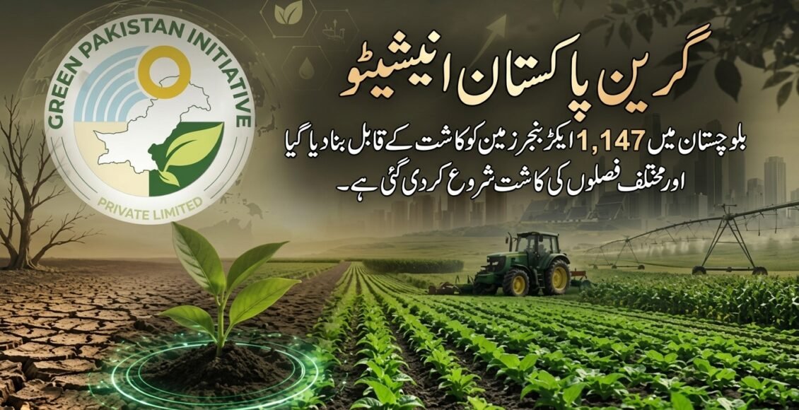 گرین پاکستان انیشیٹو، بلوچستان میں 1,147 ایکڑ بنجر زمین قابل کاشت،مختلف فصلوں کی کاشت شروع