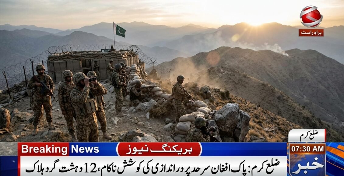 ضلع کرم میں پاک افغان سرحد پر دراندازی کی کوشش ناکام، 12 دہشتگرد ہلاک